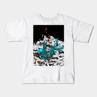 The Falling Astronaut (Blue) Kids T-Shirt